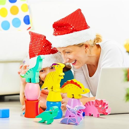 Miniatura 5 de Juguetes de dinosaurio para niños de 3-5-7, juguetes Montessori apilables de madera para niños de 2, 3 y 4 años, juguetes de bloques para niños de 2