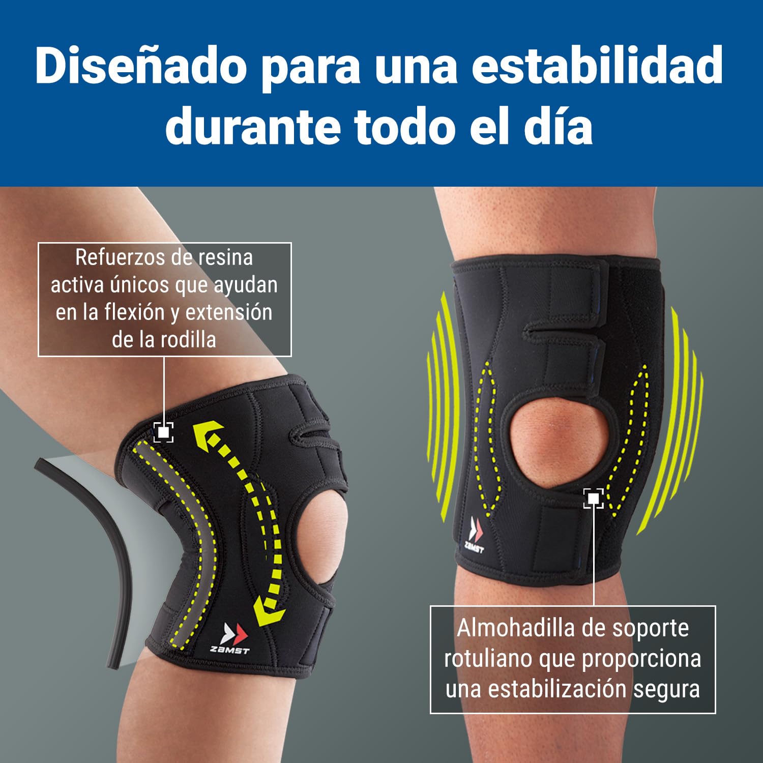 Zamst EK-3 Rodillera Deportiva - Rodillera de Compresión Ligera y Transpirable para Hombres y Mujeres con Soportes de Resina para Brindar Soporte General a las Rodillas y Aliviar el Dolor - M