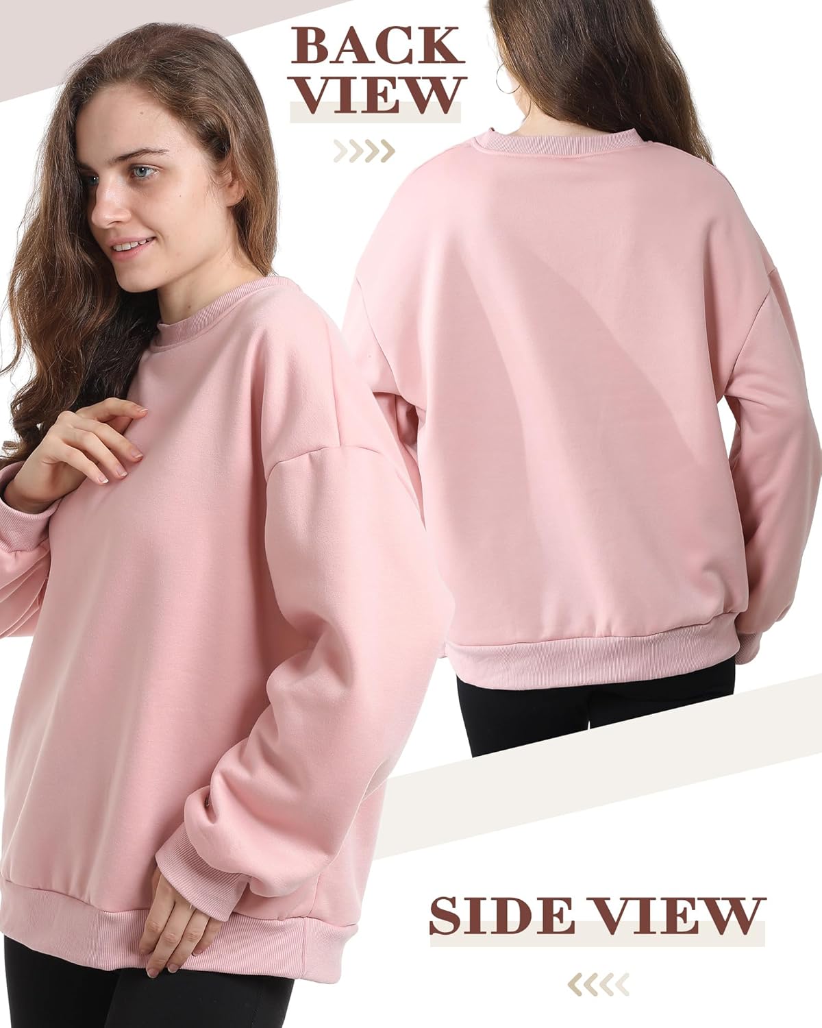 2 Pack Women's Sherpa Lined Sweatshirts Crewneck Fleece Pullover Long Sleeve Tops Winter Soft Sweatshirts no hood - Image 6