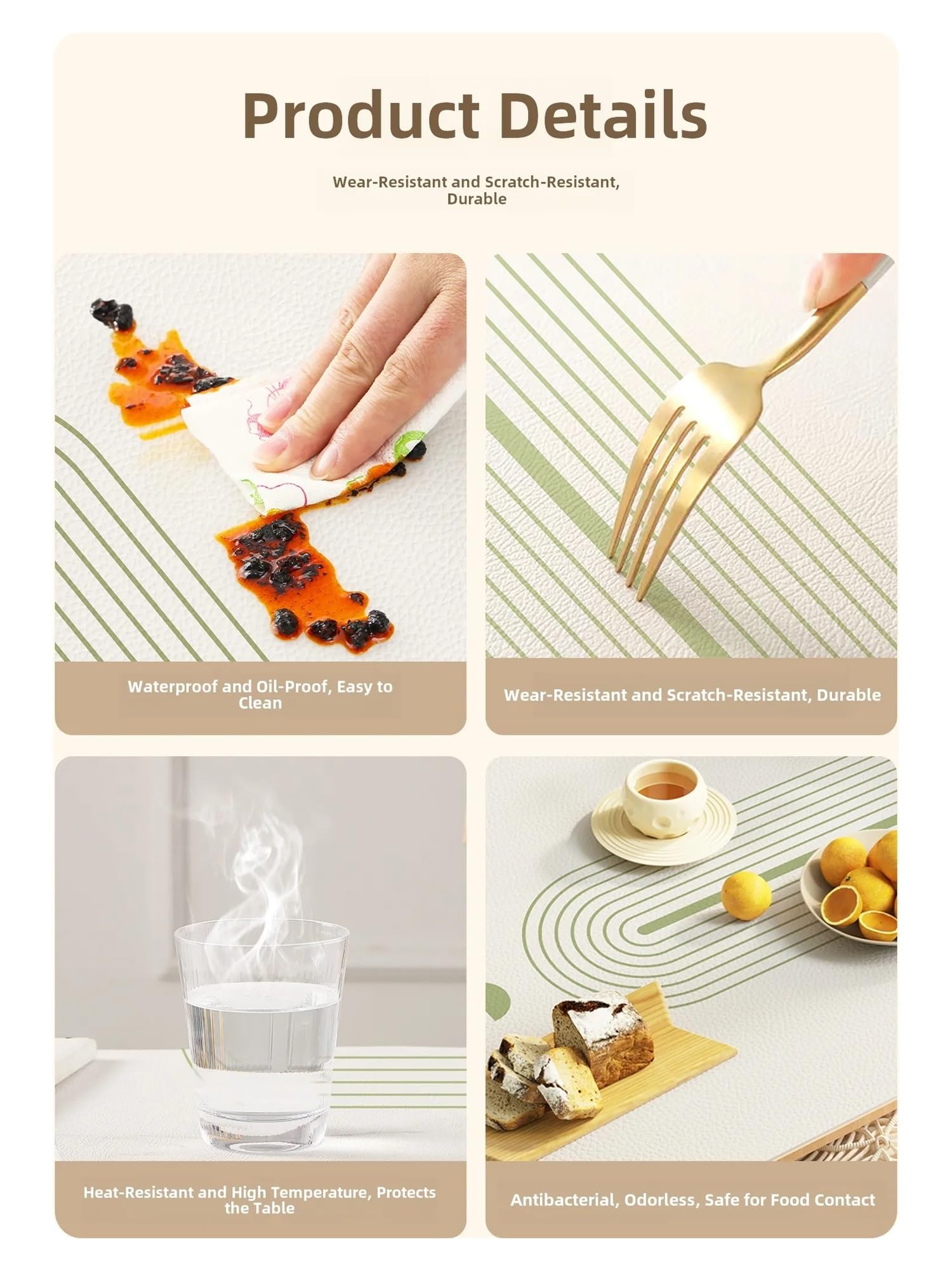 Tappetino Scrivania In Pelle Tovaglia da pranzo moderna, impermeabile, resistente all'olio, termoisolante, for la casa, for il tavolo tè(Color 1,90 * 90 cm)