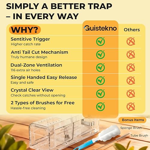 Miniatura 3 de Paquete de 2 trampas humanas para ratones para interiores y exteriores, atrapa y libera trampas para ratones, trampa para ratones que no matan para