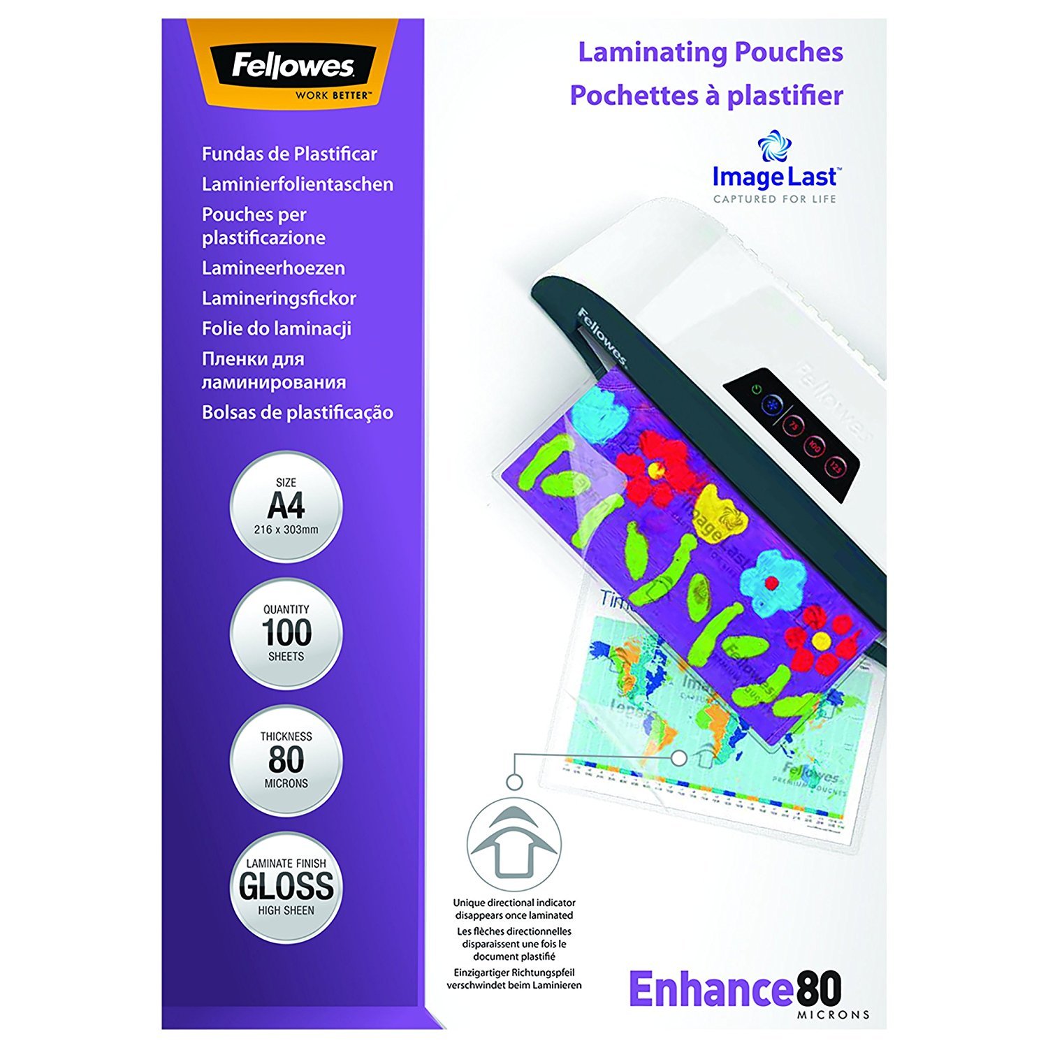 Fellowes ImageLast Mikron Lot de 80 feuilles de plastification A4 Brillant