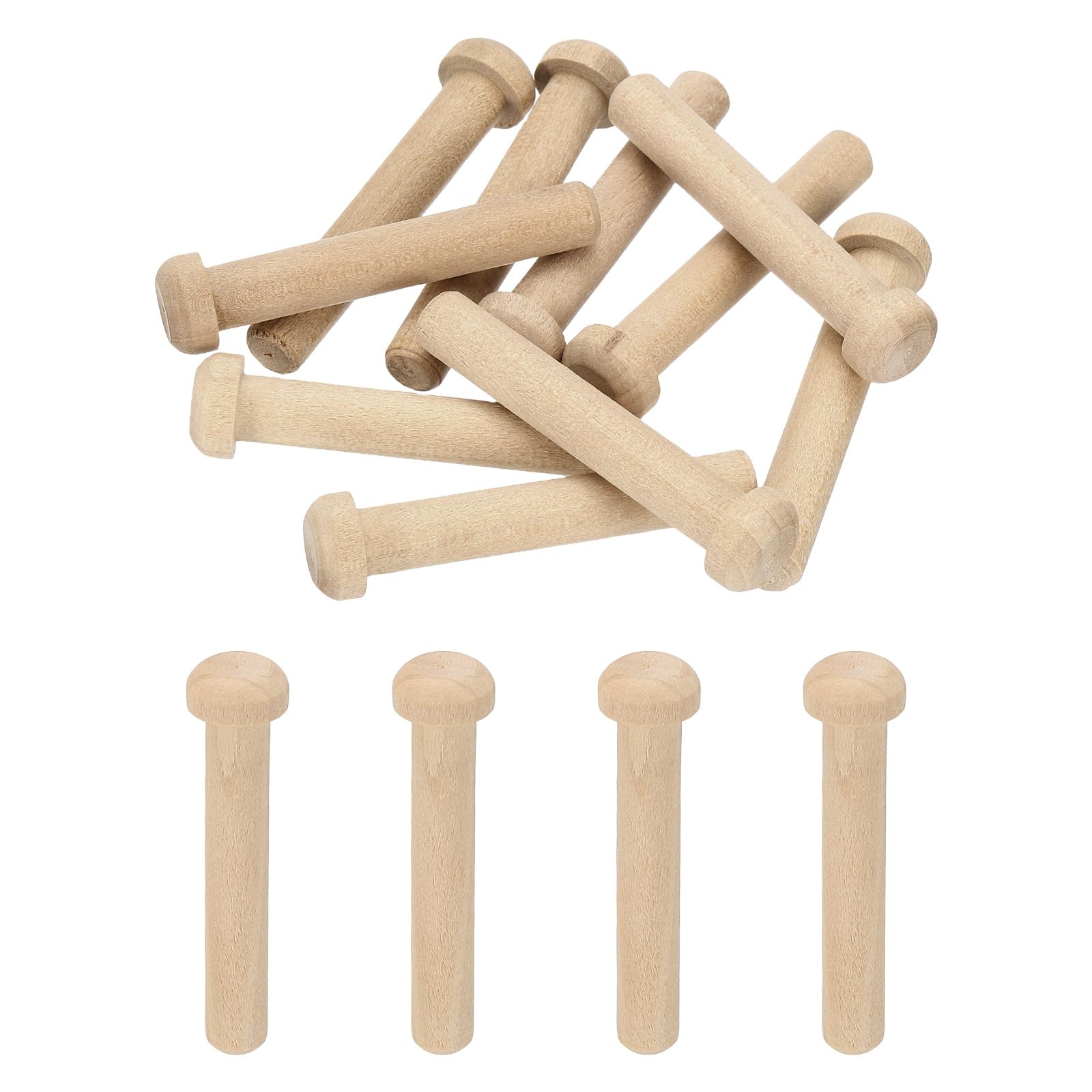 sourcing map 10 Pcs Wooden Axle Pegs, 5/16" Dia. 2.17" Long Unfinished Wood Pegs Wooden Wheels for DIY Model Cars Trucks Wood Train Rustic Wood Dowels Furniture