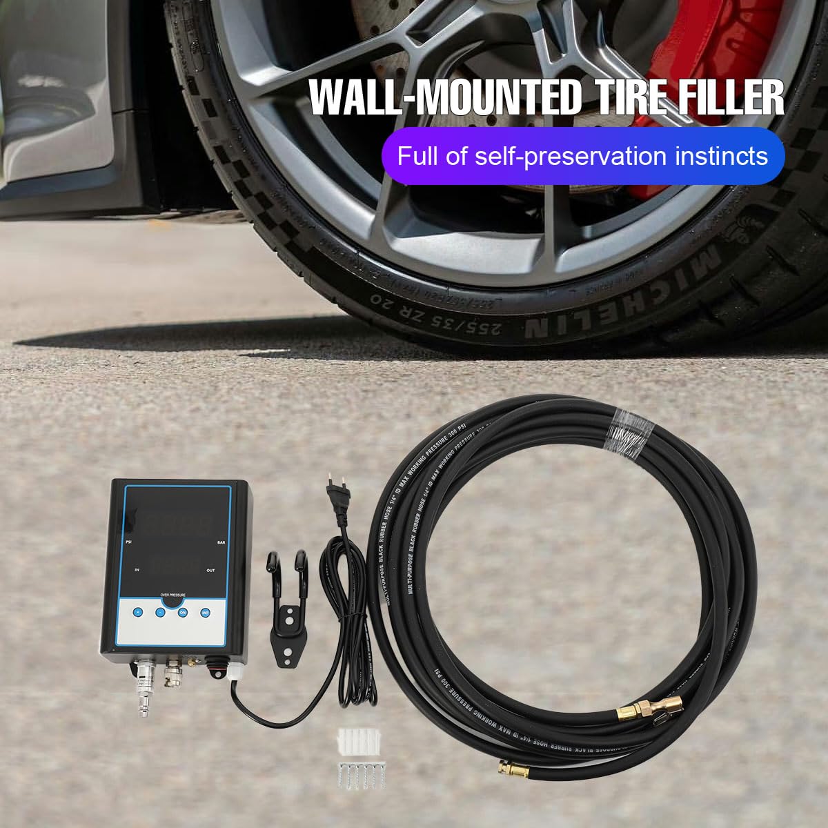 Wandmontierter Reifenfüller, 65W Reifenfüllgerät Elektronischer