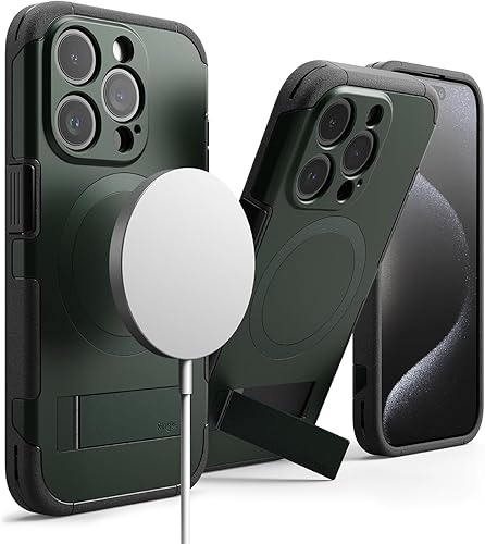 Ringke Todos Compatible con Magsafe Funda diseñada para iPhone 15 Pro, funda protectora con soporte, potente cubierta magnética con recortes