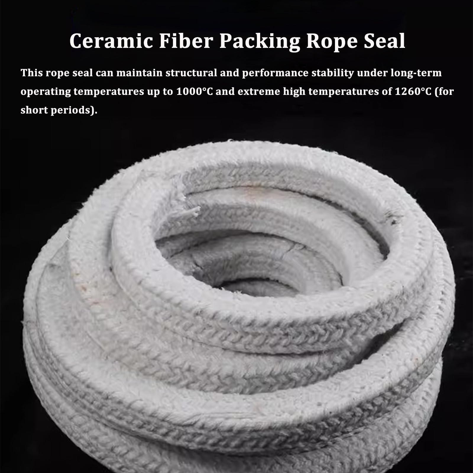 Corda di imballaggio in fibra di ceramica, guarnizione ad alta temperatura per stufa, caldaia, fornace, forno, forno, lunghezza 2,5 m, guarnizione durevole per varie applicazioni,