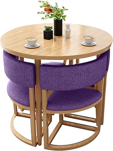 Vista 18 de Mesa de cocina y sillas para 4, juego de mesa redonda de comedor para 4, mesa de negociación de conferencias pequeñas, 1 mesa y 4 sillas, mesas