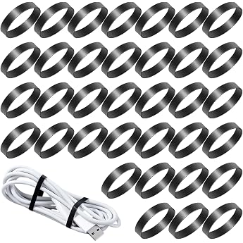 Pack of 100 Silicone Rubber Rings Wide 25 mm Thick Elastic Band Black Non-Slip Small Rubber Bands Thick Reusable Flat Cable Ties Round Rubber Rings Small for Wire and Cable Wrap Bundles