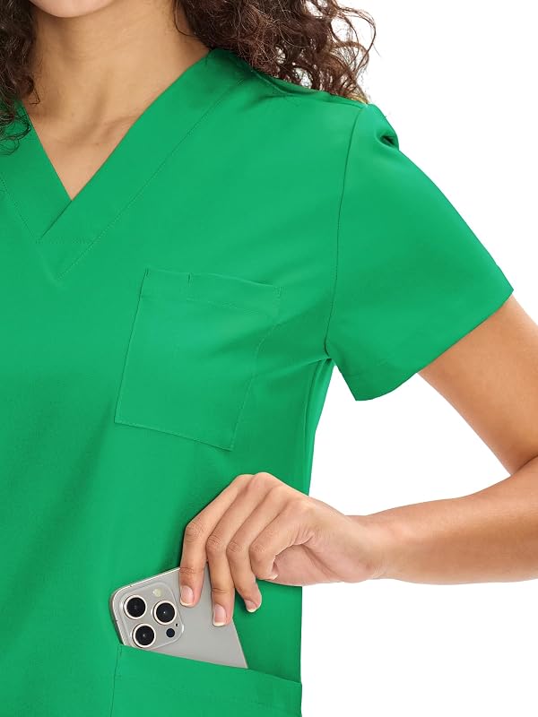 Scrubs for Women Set - V-Neck Straight Leg Pants, Deep Mint Green, L by COZYFIT - Used condition - Image 7