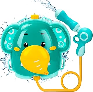 TOY Life Backpack Water Gun for Kids, Cute Elephant Backpack Squirt Gun for Kids, Water Blaster Soaker Gun, Water Guns for Toddlers Age 3-5, Water Gun Toys, Summer Gift for Kids Outdoor Games Toys