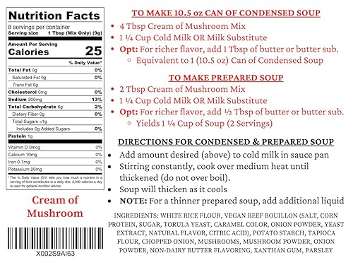 Miniatura 2 de Moms Place - Mezcla de crema de hongos sin gluten y sin lácteos igual a 2 latas de sopa condensada de 24 onzas