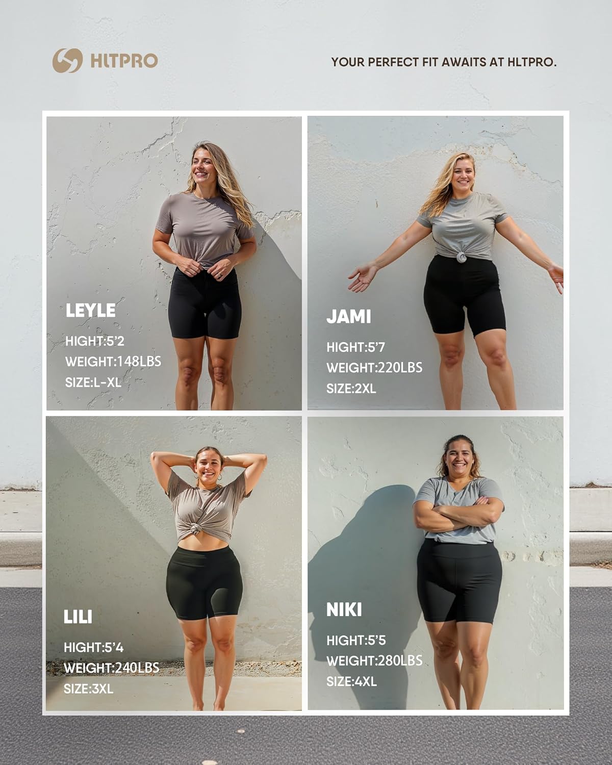 HLTPRO 3 Pack Plus Size Biker Shorts with Pockets for Women (S-4XL)- 8"/5"/3" High Waist Tummy Control Shorts for Yoga - Image 5