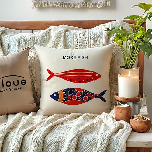 Miniatura 2 de Sea Theme - Fundas de almohada náuticas para la playa, 18 x 18 pulgadas, paquete de 4 (Sea-2)