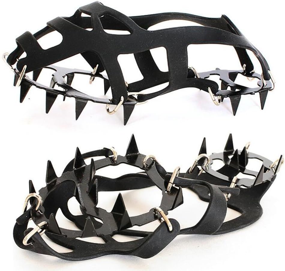FanXuan Crampons Long Nails Antiskid Shoe Cover Claws Crampons Non-Slip Shoes Cover with Stainless Steel Chain for Outdoor Ice Snow Hiking Climbing (L:Men9-13)