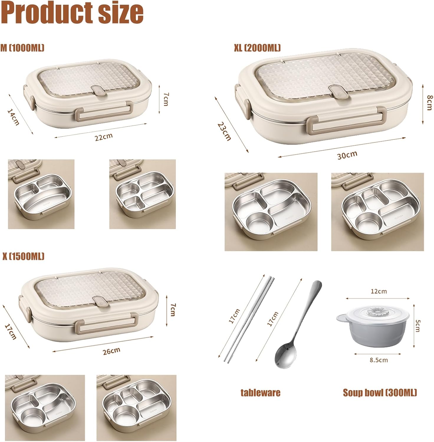 Insulated Bento Box, Bento Box Adult, Microwavable Stainless Steel Lunch Boxes with 3/4/5 Compartments, with Lunch Boxes Bag (L (1500ml-5 partitions))
