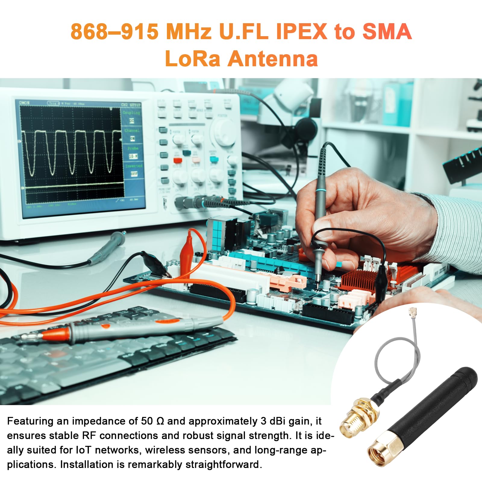 3 antenne radio da 868 – 915 MHz U.FL IPEX a SMA LoRa, 3dBi 50Ω per Lora V3 WiFi Board