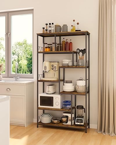 Miniatura 7 de Gizoon Estantería industrial de 71 pulgadas para almacenamiento, pantalla alta, 8 estantes para dormitorio, marco de metal, estanterías escalonadas