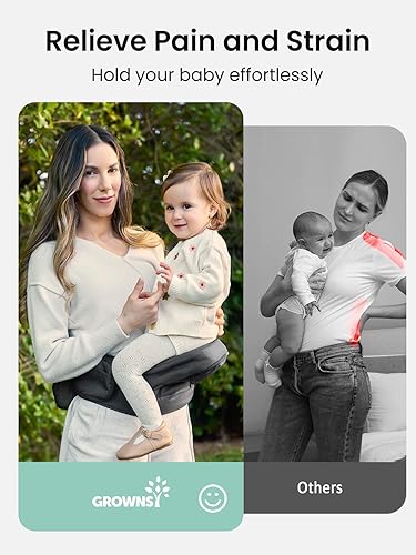 Miniatura 3 de Portabebés ergonómico con múltiples bolsillos, cintura extendida ajustable para recién nacidos y niños pequeños de hasta 50 libras, color gris