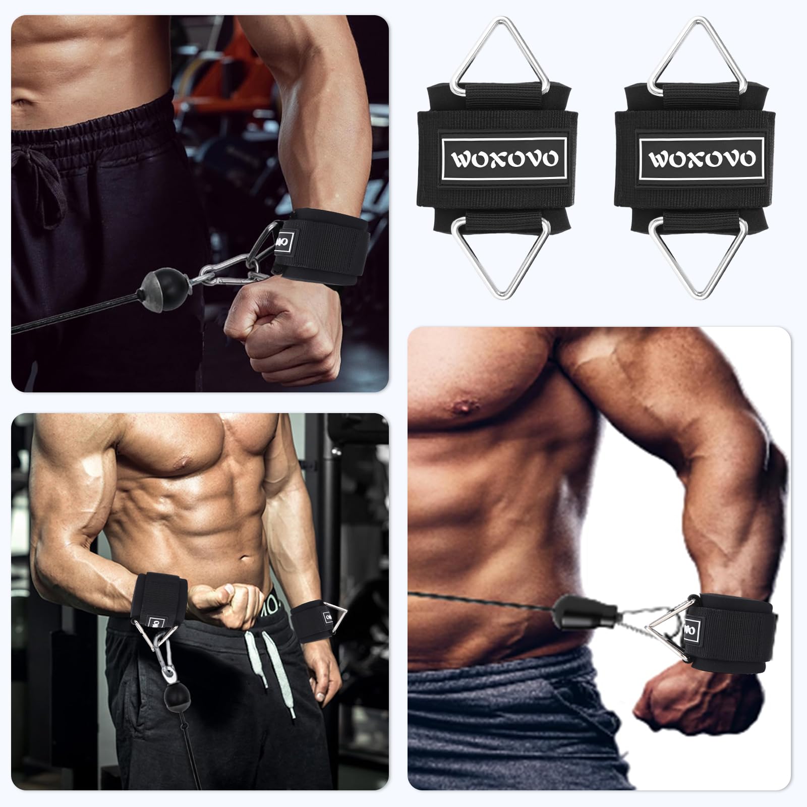 Muñequeras para gimnasio, correas de muñeca para máquinas de cable, correas de mano de neopreno de 7 mm, con cierre de triangular ajustable para cables y estaciones de tracción, 2 unidades