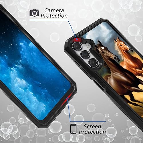 Miniatura 3 de Funda para Samsung Galaxy A13 5G con patrón de caballos para hombres y mujeres, doble capa híbrida de policarbonato duro, TPU suave, resistente a