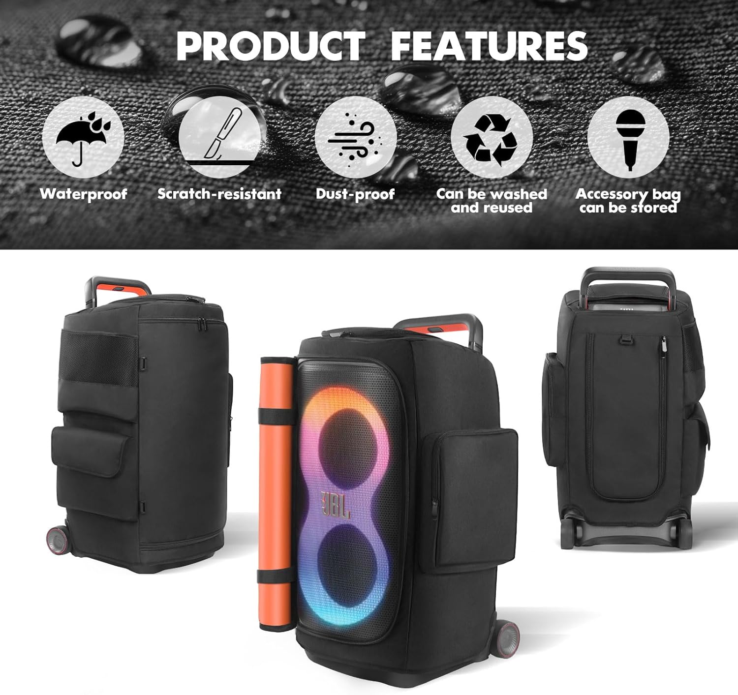 Protective Cover Compatible with JBL PartyBox 520 Speaker Double-Layer Shield, Speaker Bag for JBL Party Box Series,Scratch-Resistant,Dust Proof Shell,Portable Carry Tote Bag for PartyBox 520 - Image 6