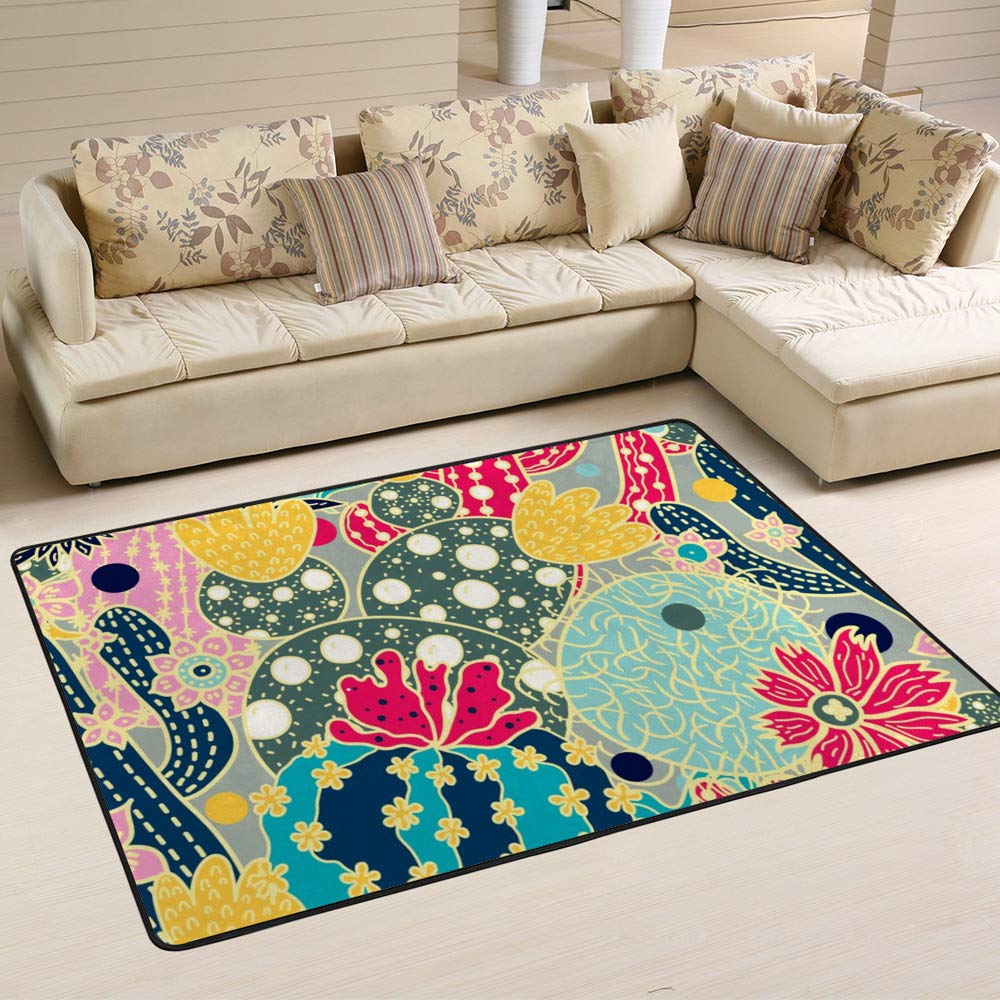 Tapis Cactus coloré anti-tache de 60x39 inch pour votre salle à manger