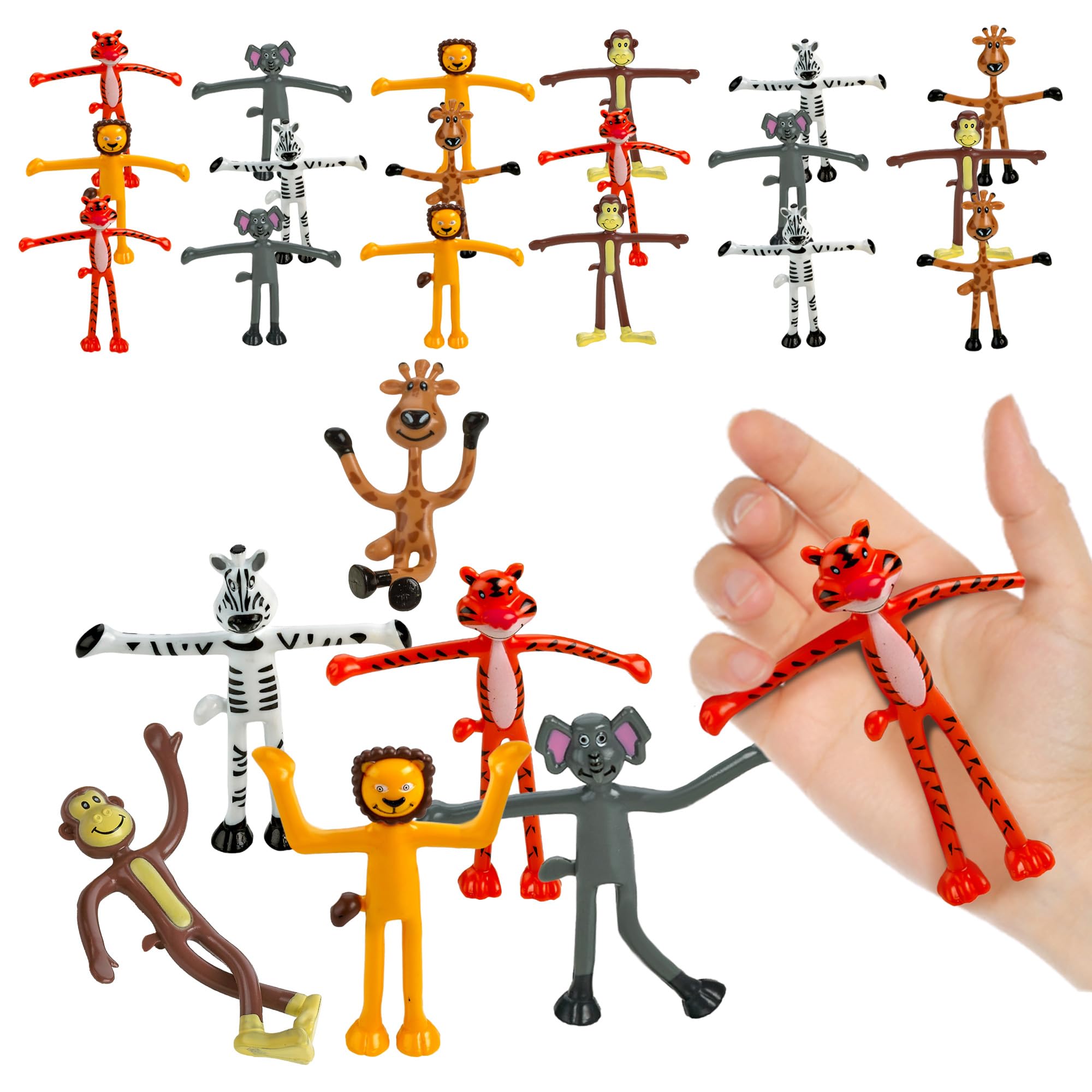 Bendable Zoo Animal Figures Toys - 12 Pack - Durable Plastic Jungle Animals Figures - Engaging & Bendable Rainforest Creature Toys - Educational Fun for Kids and Stress Relief Solution