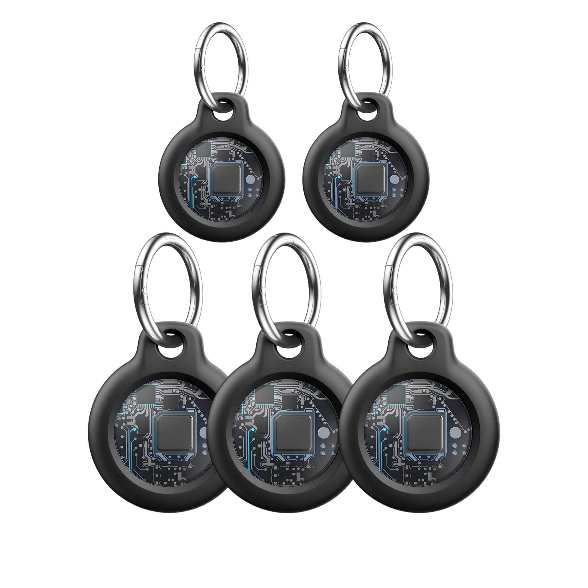 Item Tracker with Keychain, Black, Location Finder for Pets, Bags, Keys, Luggage, 1.22 inch, Loud Sound, Replaceable Battery
