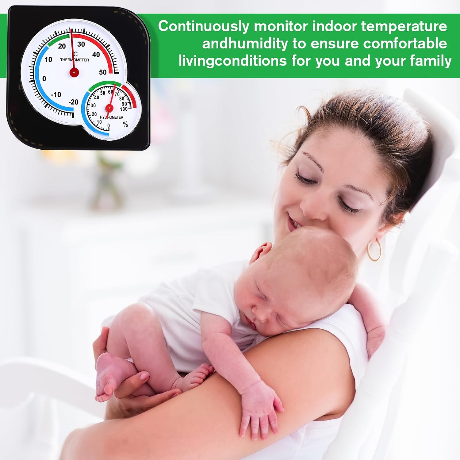 Tellegloww 20 Pcs Indoor Thermometer and Humidity Gauge Indoor Mini Thermometer Hygrometer Temperature Humidity Meter Temperature and Monitor with Pointers for Home, Kitchen, Planting Room