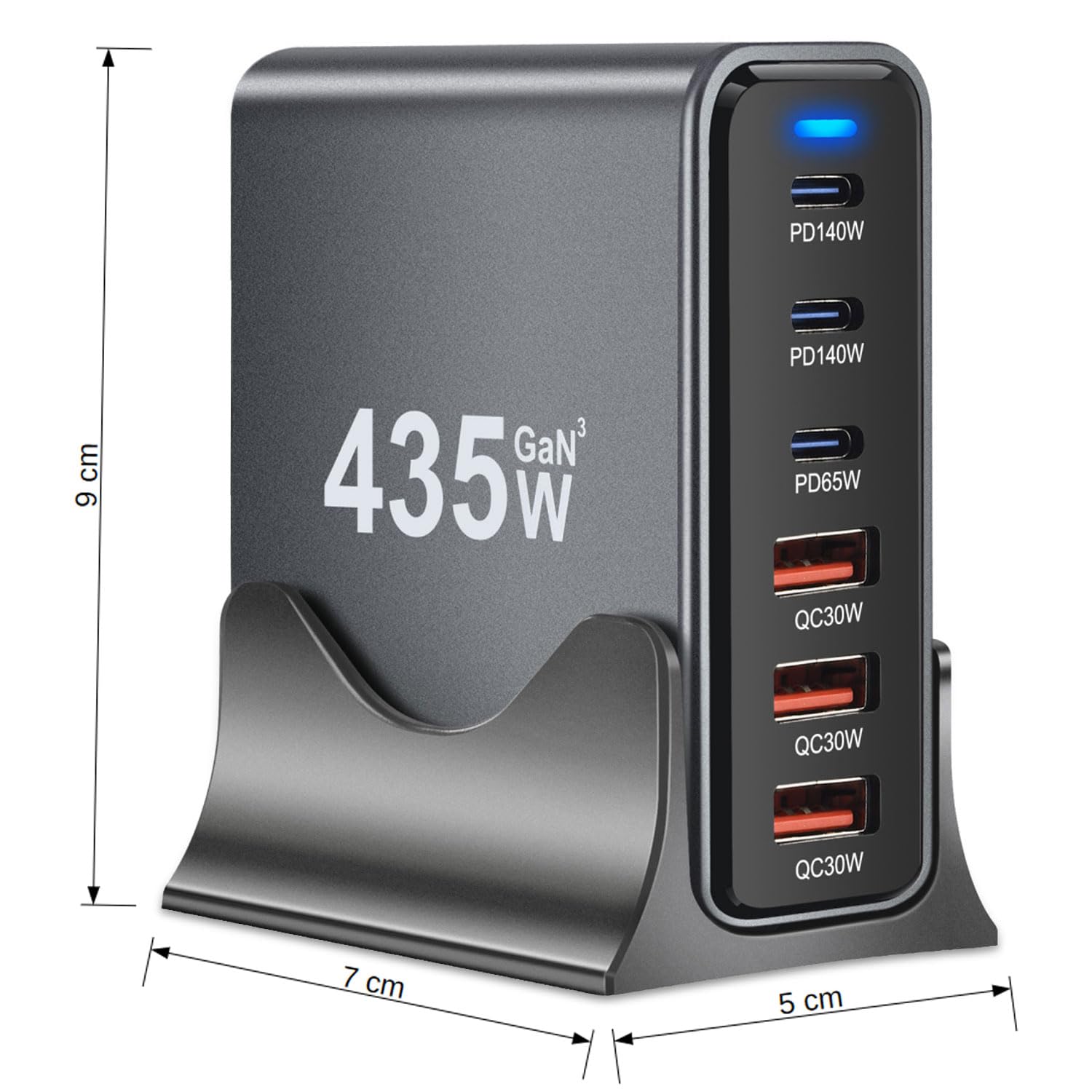 keepdrum YMX435 - Stazione di ricarica rapida USB, 6 porte, 435 Watt