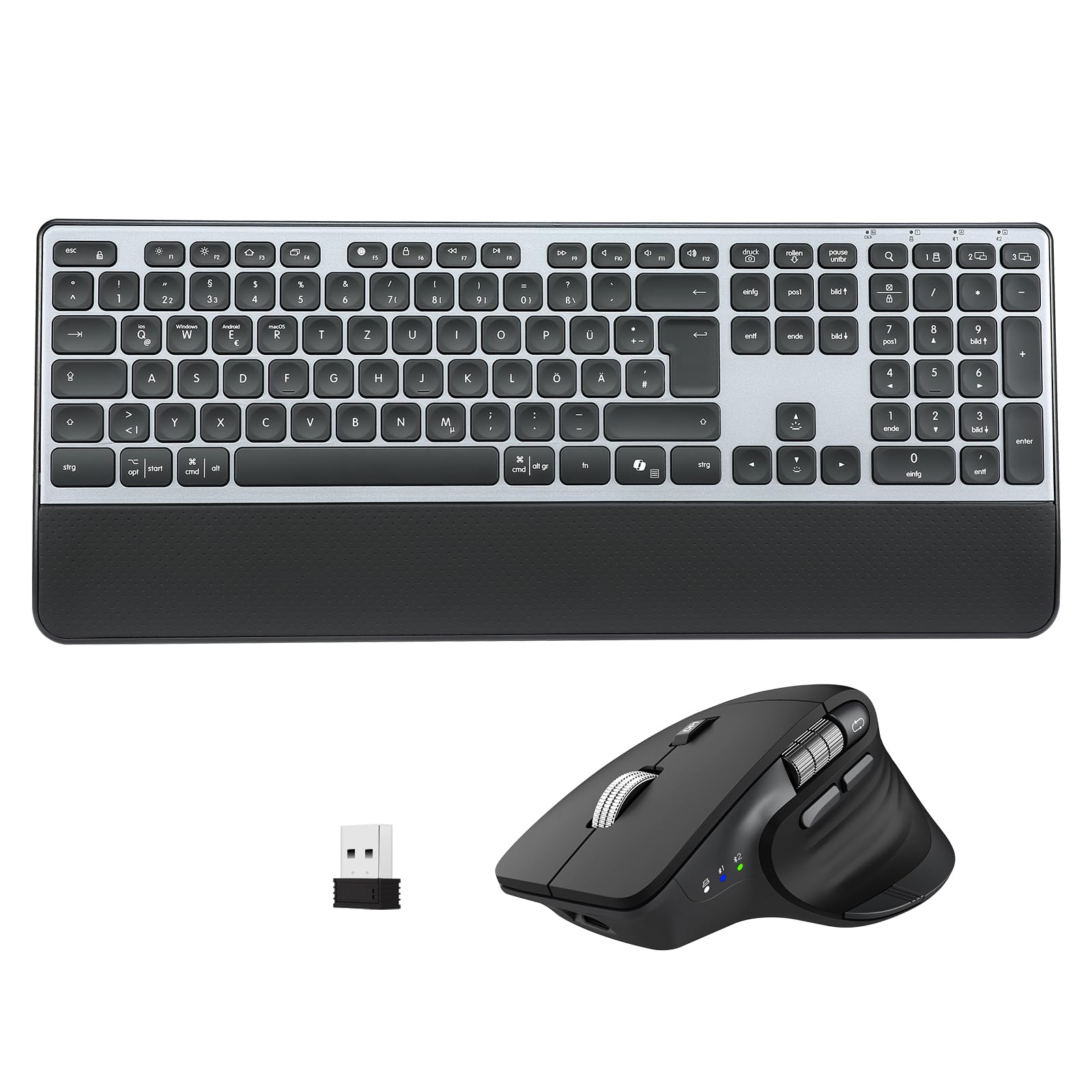 Teclado inalámbrico ergonómico CITLLA M9100 recargable con retroiluminación y reposamuñecas 8