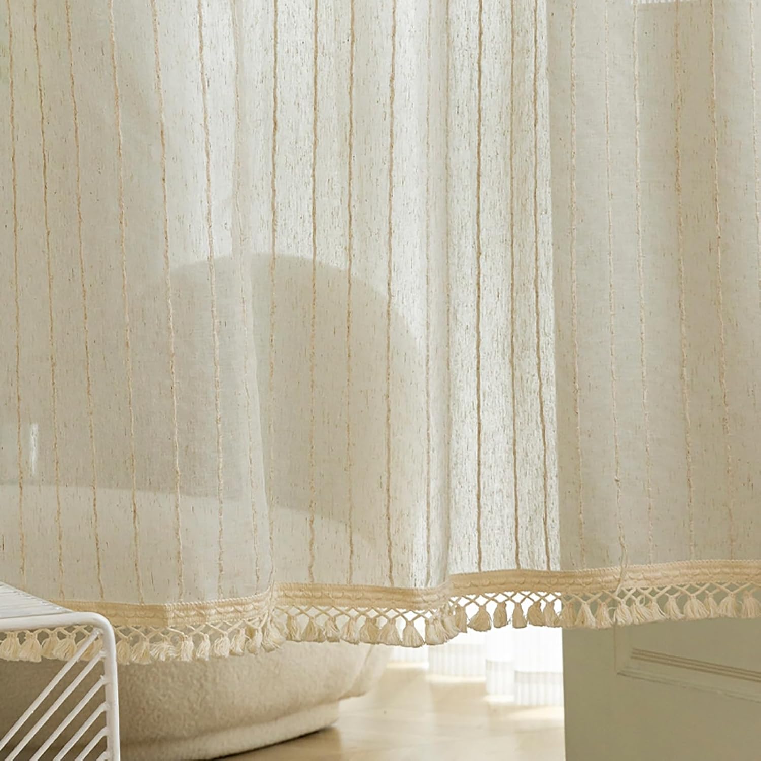 Farmhouse Short Semi Sheer Linen Curtain Small Cafe Tier Curtains Faux Linen Textured Small Curtains Kitchen Window Curtains Over Sink for Bathroom Laundry Room Living & Dining Room. ( Size : Pave W10