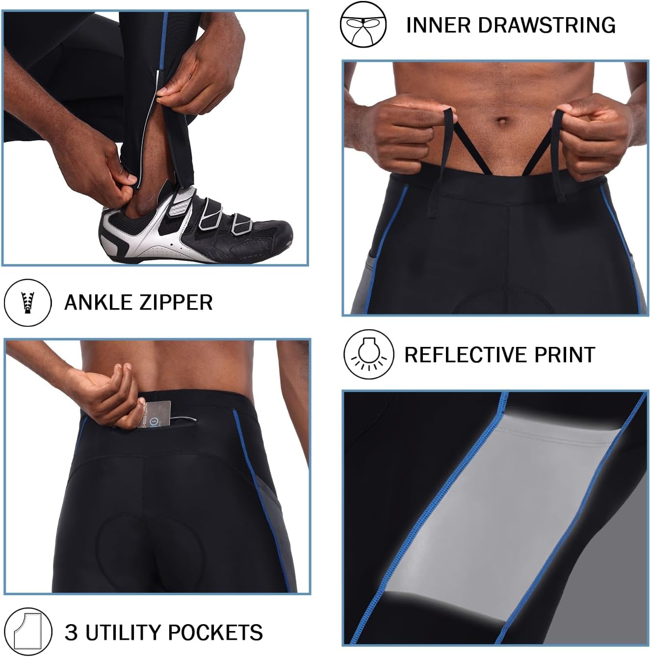 baleaf Men's Cycling Pants 4D Padded Bike Tights Bicycle Biking MTB Long Leggings Pockets UPF 50+ - Image 5