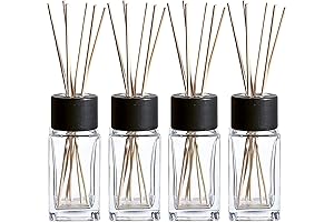 Whole Housewares Natural Diffuser Sticks and Bottles| Artisan Black Wood Disc Room...