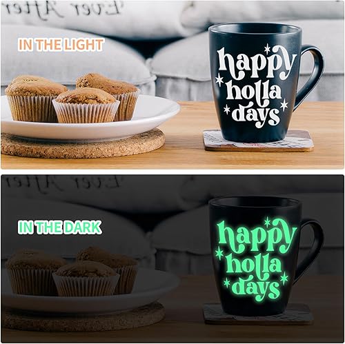 Miniatura 5 de VINYL FROG Rollo de vinilo adhesivo que brilla en la oscuridad, 12 pulgadas x 6 pies, vinilo blanco fluorescente luminoso para proyectos de