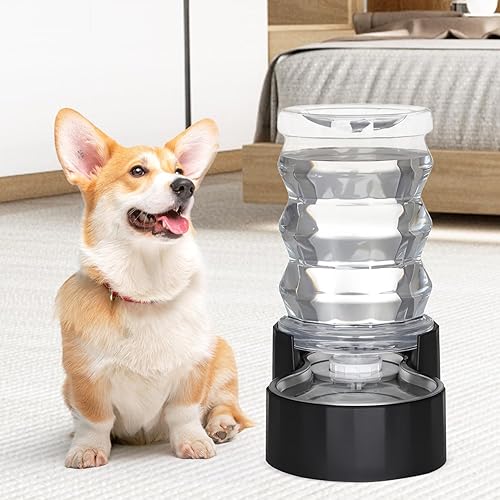 Miniatura 7 de RIZZARI Dispensador de agua de comida para perros 7L automático negro grande de acero inoxidable con filtro - Alimentador de agua por gravedad -