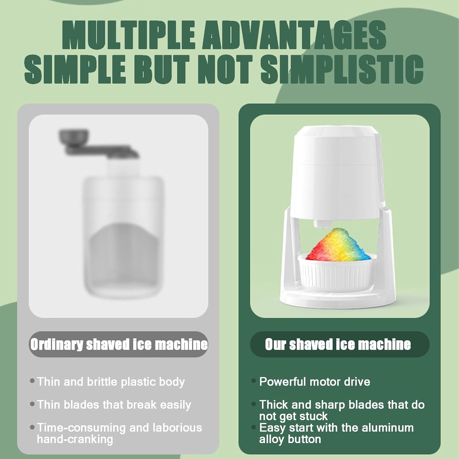 Electric Ice Crusher, Rechargeable Snow Cone Machine, Portable Slushie Maker Machine Two-Speed Adjustable, Mute Ice Crusher Soft Smoothies Slushie, with 2 Ice Trays,White