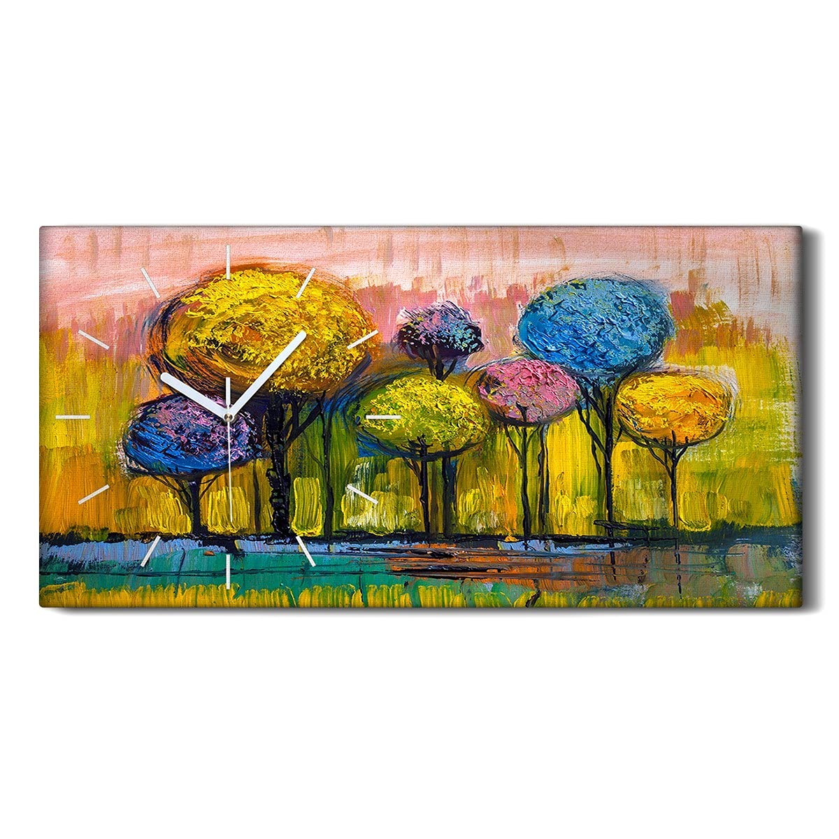 Art mural moderne de grands arbres colorés sur toile premium 60x30cm