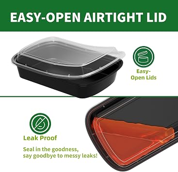 12oz Meal Prep Containers, 50 Pack Disposable Food Storage Boxes with Lids