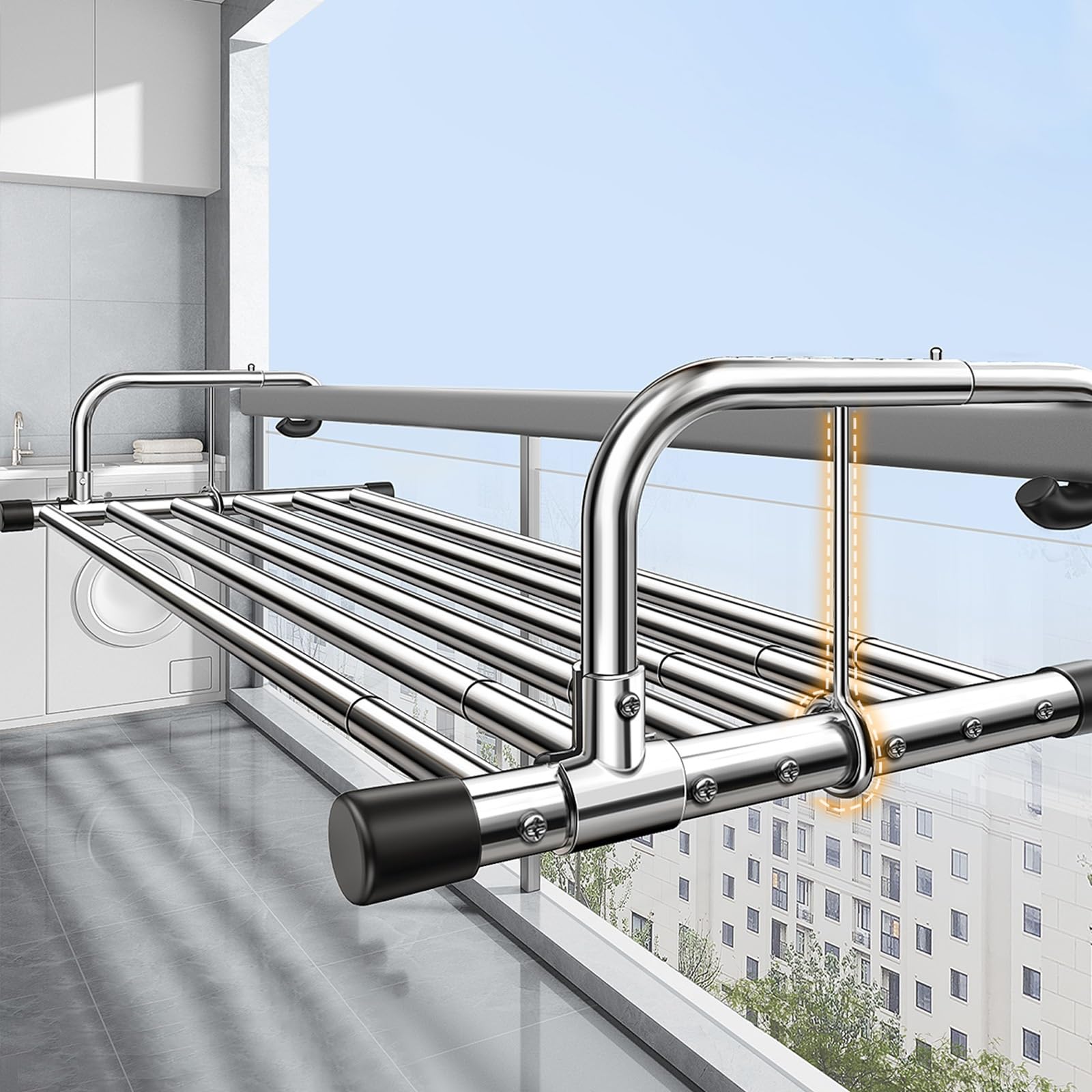 Stendibiancheria Da Balcone Ribaltabile Foxydry | Acciaio Inox E Alluminio | 202 Cm - Foto 13