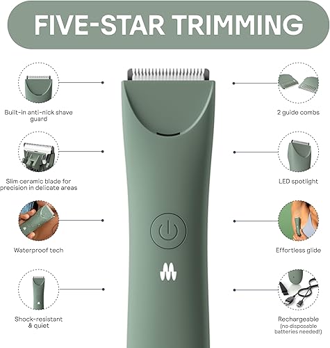 Miniatura 2 de MERIDIAN Slimmer Trimmer - Maquinilla de afeitar eléctrica para mujer, línea de bikini y recortadora de pelo púbico, recargable e impermeable, sin
