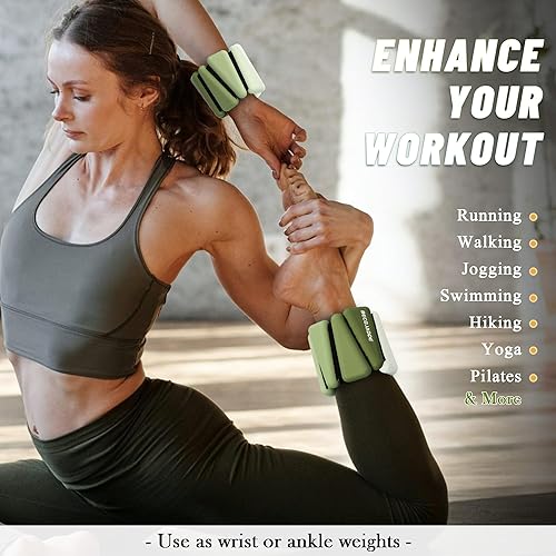 Miniatura 2 de Juego de 2 pesas de tobillo para mujer (1 libra2 libras cada una), peso ajustable para piernas y brazos para mujeres y hombres, adecuadas para