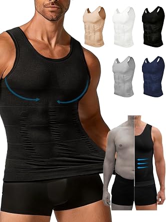 Men's Compression Tank Top   Chest Slimming Undershirt for Upper Body Shaping, Fitted Gym Vest with Muscle Support, Seamless Tight Shapewear
