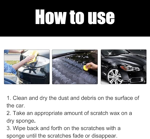 Kratzer Entferner Auto 120ml, Autokratzer Reparatur Paste, Schneller Kratzer Entferner Auto mit Schwamm & Tuch, Scratch Remover Wax & Car Scratch Repair Paste für Autolack Politur - 5