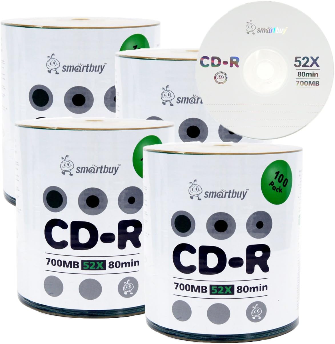 Smart Buy Logo CD-R 400 Pack 700mb 52x Blank Data Recordable Discs, 400 Disc, 400pk