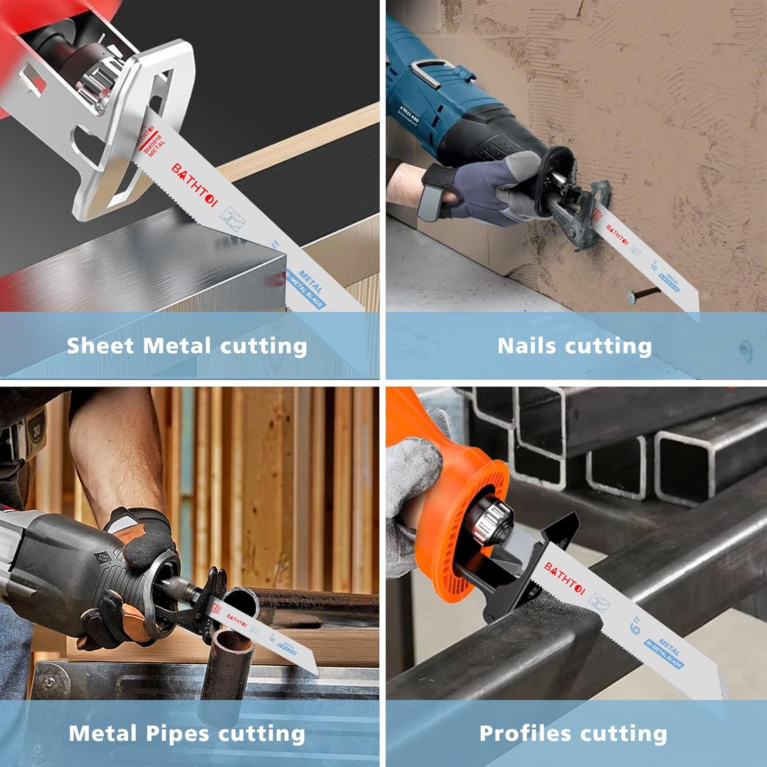 25 Pack 6 Inch 18 Tpi Reciprocating Saw Blades for Sheet Metal, Pipes, Nails Cutting, Profiles, Bi-Metal Sawzall Blades with 8% Cobalt for Longer Life and Faster Cutting Speed