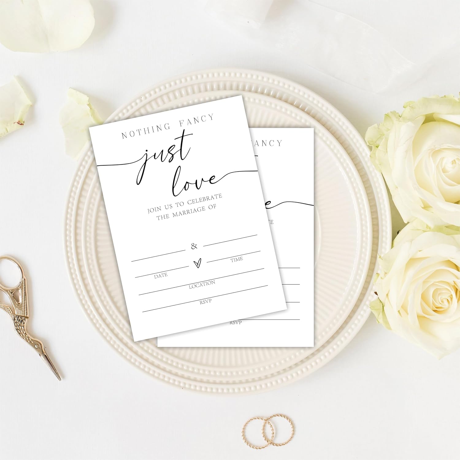 Wedding Invitations - Minimalism White - 25 Pcs Double Sided Wedding Invites With Envelopes For Mr & Mrs - Wedding Celebration,Wedding Shower,Newlyweds, Wedding Party Favor & Supplies - A01