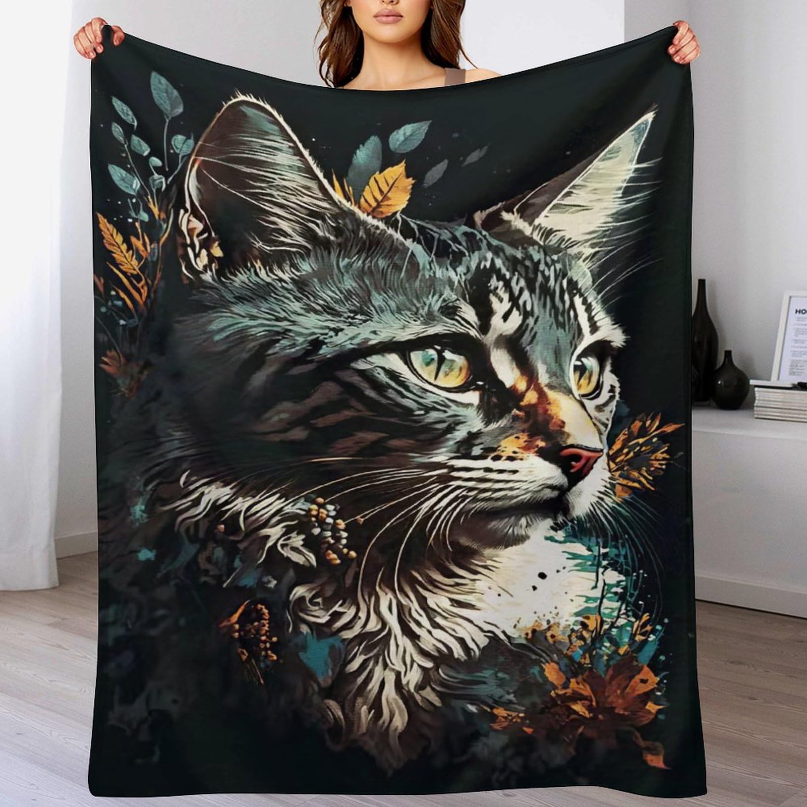 Couverture polaire chat en flannel de qualité supérieure au toucher soyeux pour lit