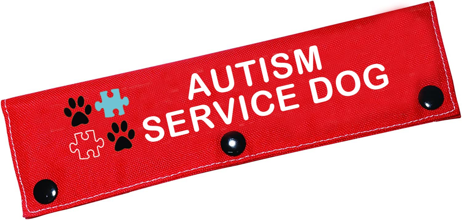 Autism Alert Dog Leash Sleeve Autism Service Dog Leash Wrap Alert Hanging ID Patch Tag Pet Birthday Gift（Autism Service-Sleeve）