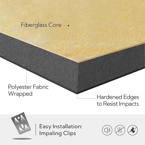 Miniatura 5 de Olanglab Paneles de pared acústicos absorbentes de sonido, 2 unidades, paneles de amortiguación de sonido de fibra de vidrio de 2 pulgadas, 24 x 48